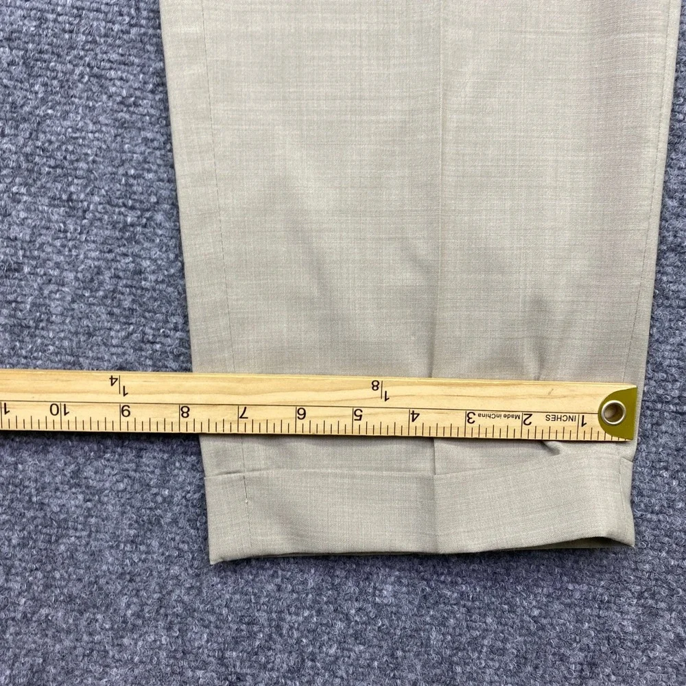 Hugo Boss Mens Beige Virgin Wool‎ Blend Flat Front Cuffed Dress Pants Size 40R
